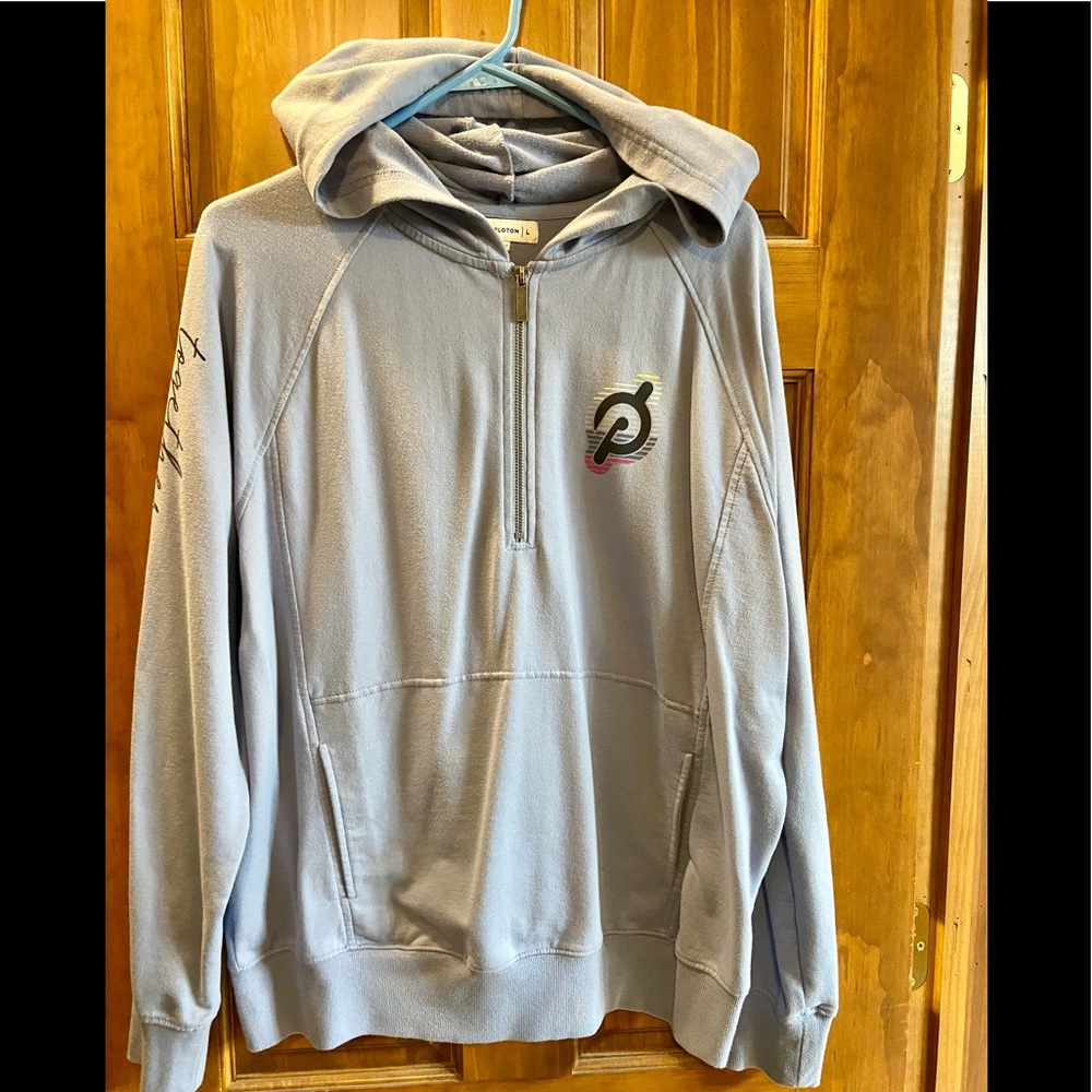 Peloton TWGF 1/2 zip blue hoodie